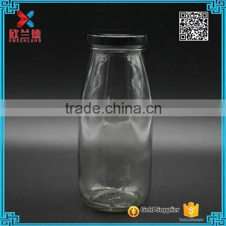 hot sale glass milk drinking bottle with metal tin lid wholesale