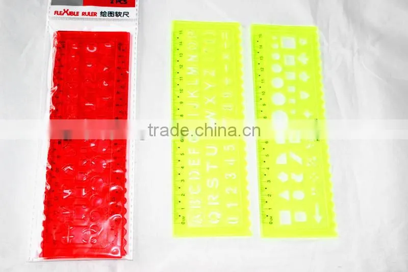 2015 Hot Factory Direct Sale OEM High Quality 2 Pieces PVC Letter Stencil Ruler school stationery