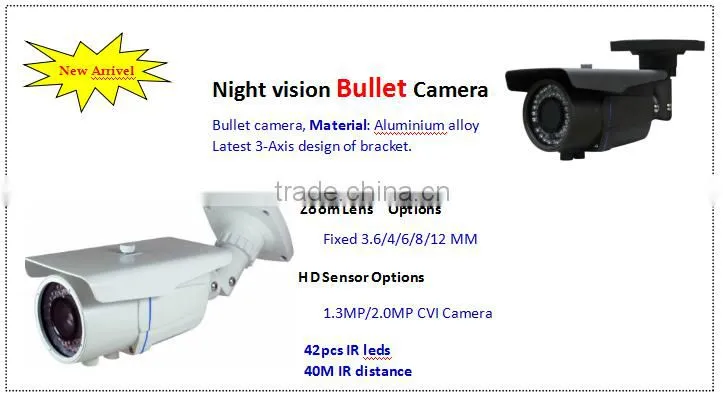 shenzhen top 10 CCTV CVI Camera 1.3/2.0 Megapixel bullet camera Aluminum alloy camera