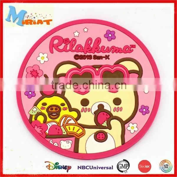 Home decro eco-friendly cutomized soft pvc rubber coaster for cup
