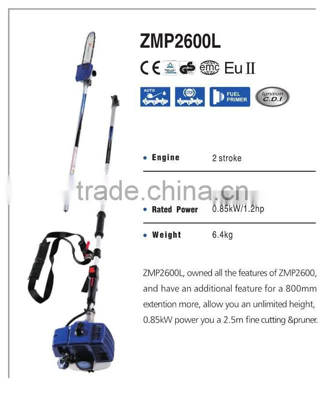 2014 ZMP2600L 26CC long reach chain saw pole pruner