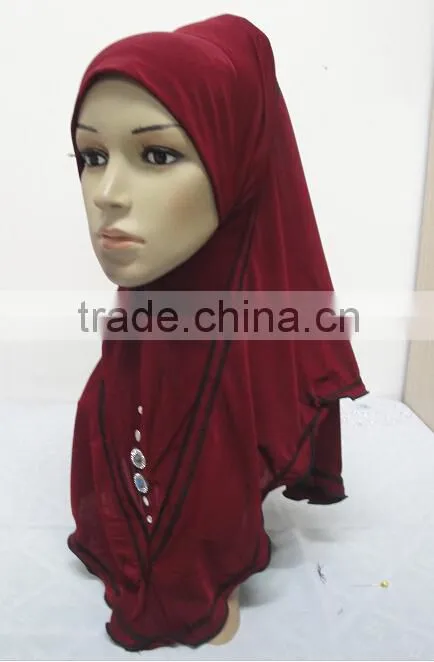 H266 new style one piece hijab with crystals