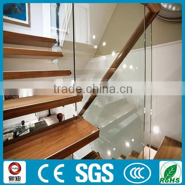 modern fashion design steel wood straight floating staircase