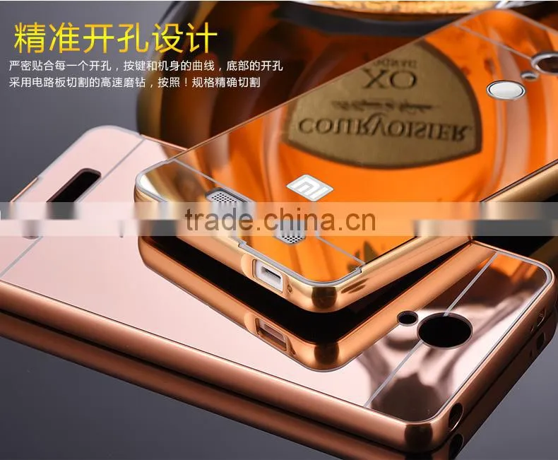 Luxury Mirror Cover Metal Aluminum Bumper Phone Case For Xiaomi For Redmi Note 3