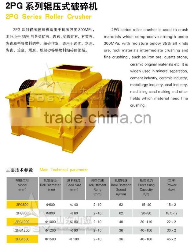 Crusher manufacturer Shandong Chengming 2PG-Y Roller Crusher