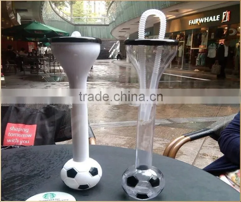Promotional 500ml football plastic beer/juice drinking yard glass