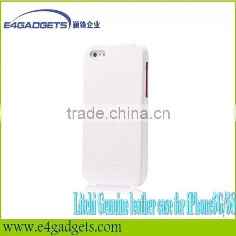 2013 New arrival hot sell design Litchi veins Flip Cowskin leather smart case for iphone5,for iphone5 case