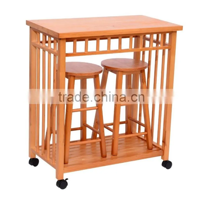 Pine wood Kitchen island with Drawer & tray