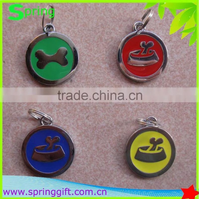 promotion fahsion pet id tag /round dog tag/ colourful dog id tag with key ring