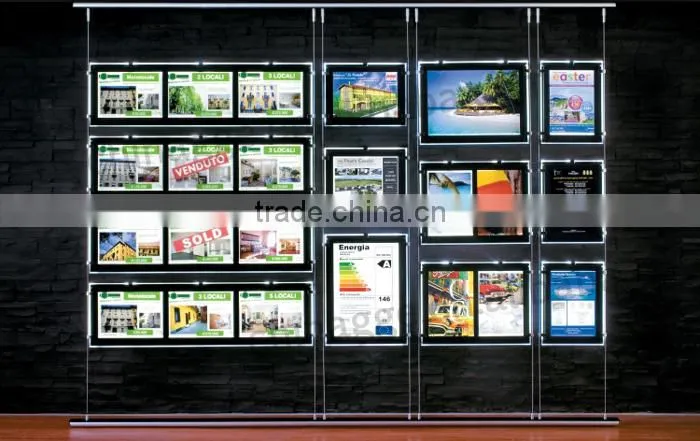 Hanging LED Crystal Light Box, LED Light Pockets for Real Estate Agent, Window Display LED Acrylic Light Pocket