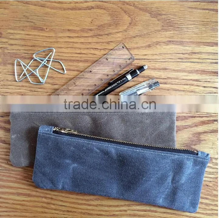 custom high quality small waxed canvas zipper pouch