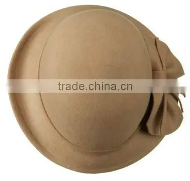 Wool Cloche Hat with Bow