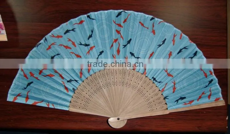 Trational hand fan bamboo handle with your logo