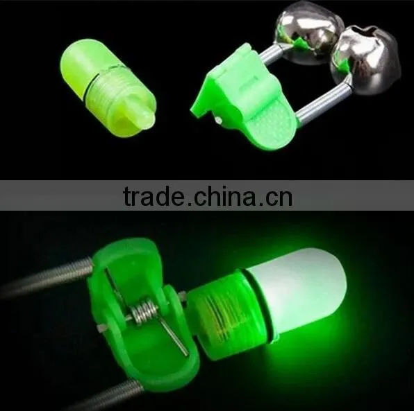 Hot!!LED Night Fishing Bite Bait Alarm Twin 2 Bells Light Rod Tip Clip Alert Ring/led light alarm bell with light fishing tool