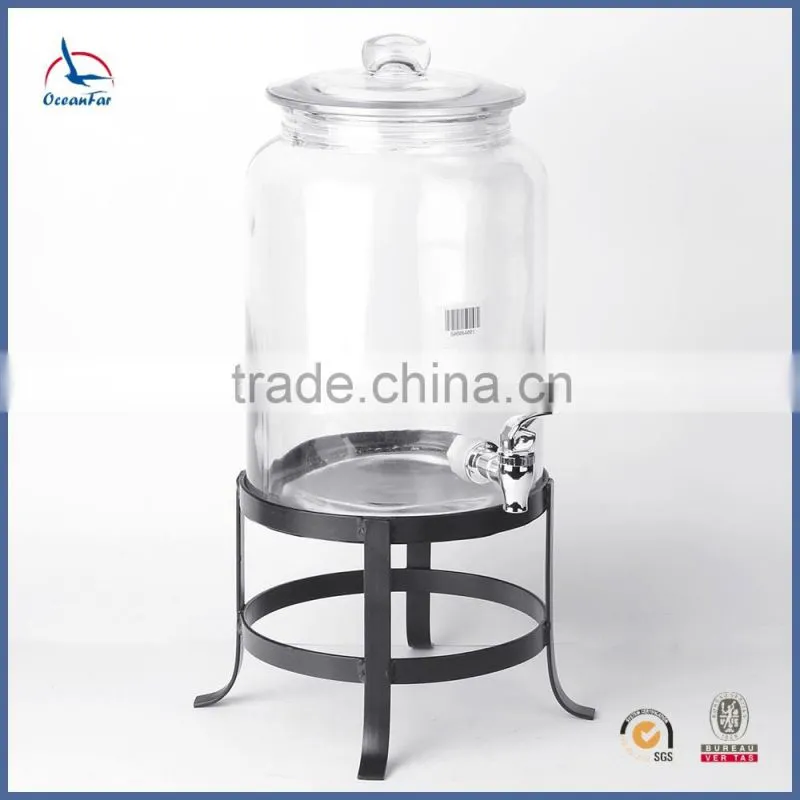 Good Quality Glass Beverage Drink Dispenser Clear Glass Jar With Tap