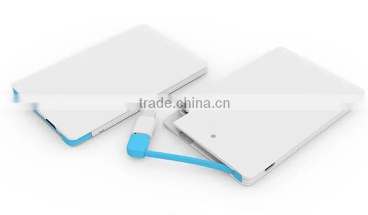 ultra thin credit card power bank 2600mah