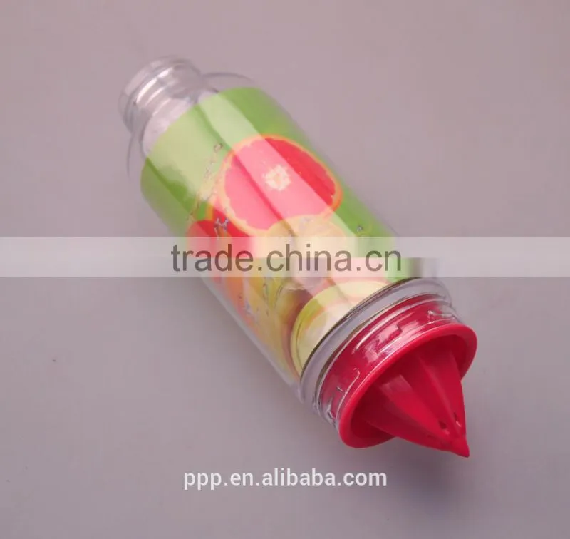 fruit infuser water bottle/ plastic lemon water bottle/ insulated plastic water bottle