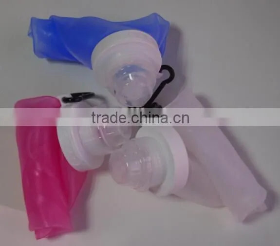 BPA free heat resistant collapsible silicone bottle food grade reusable fodable bottle