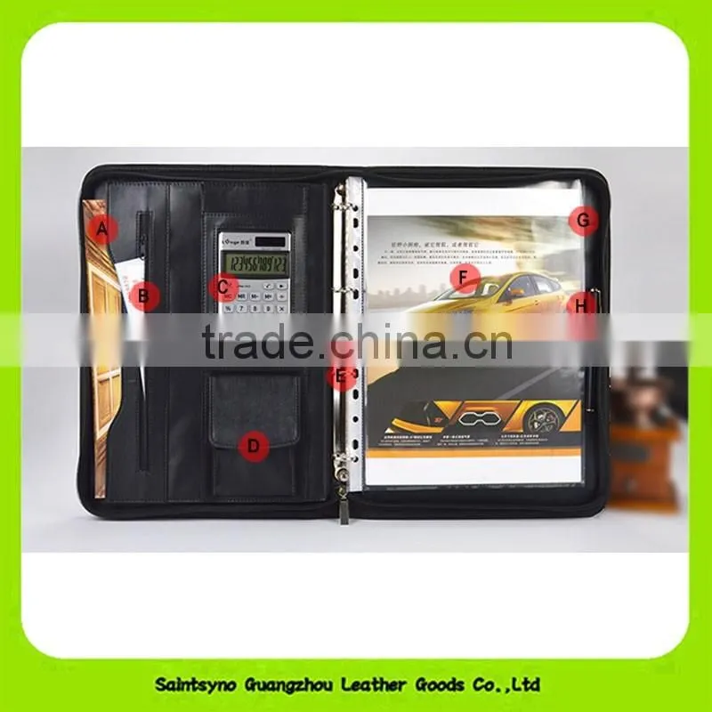 2016 New arrival leather business card folder a4 leather bound folder