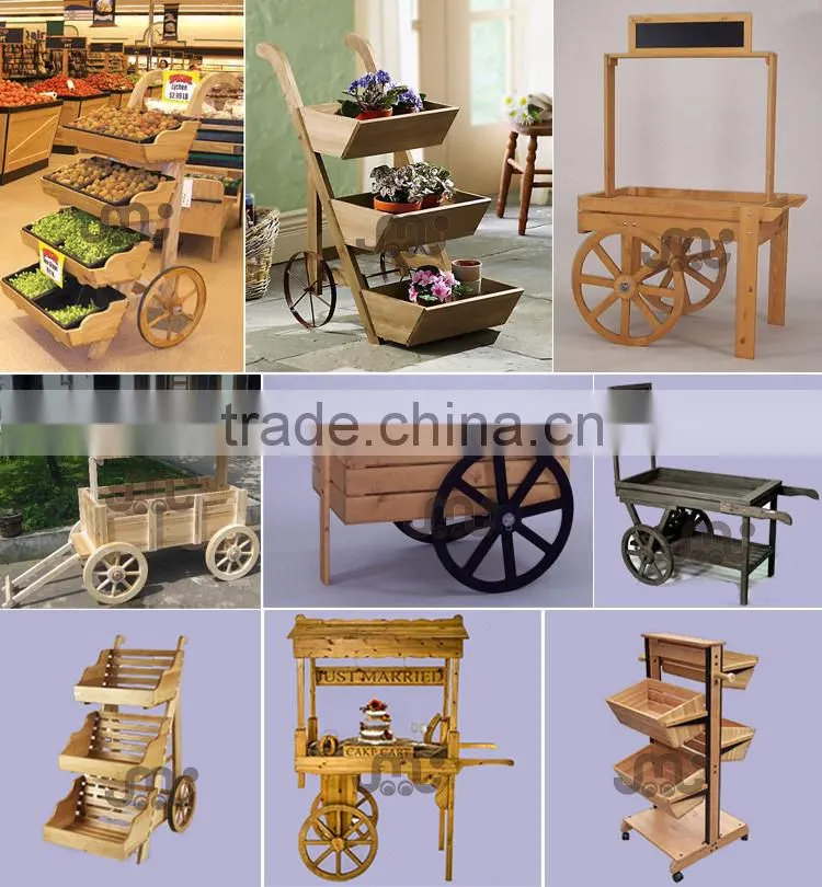 Old time antique handmade garden wooden cart planter