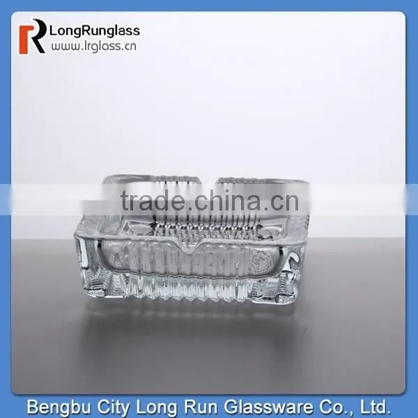LongRun 4oz China popular machine pressed square glass ashtray with elegant design