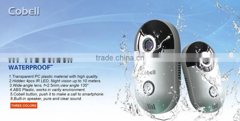 Ring Tone Video door phone, 2016 new zilink Cobell p2p intercom wifi doorbell camera