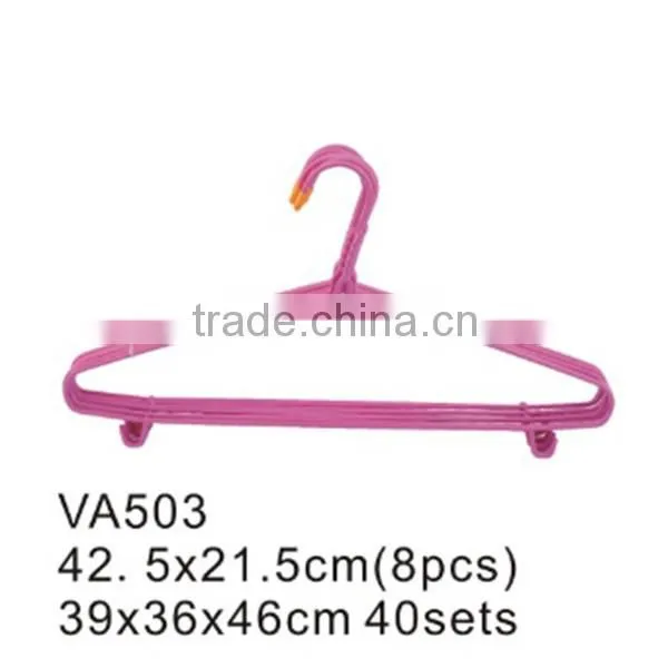 VA505 antique plastic coated metal clothes large wire hanger for dry cleaner