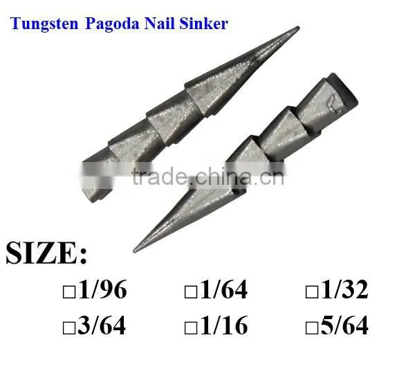 Hot Sale tungsten weights Cheaper sharp Tungsten Pagoda Nail Sinker