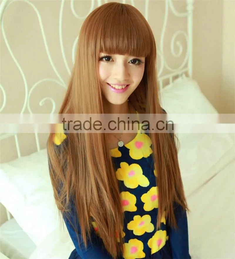 Custom Celebrity Inspired Bright Straight High Quality Heat Resistant Synthetic Hair Lace Front Wig