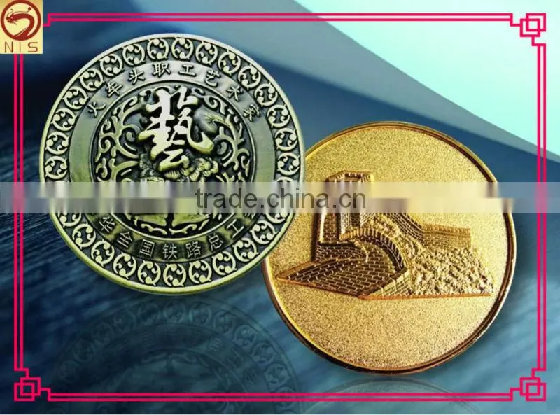 hottest brass souvenir logo printed gold coins