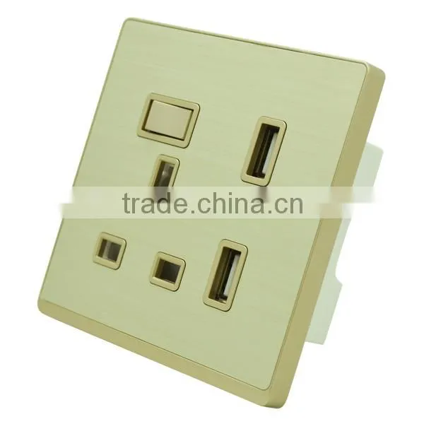 double usb wall socket uk 13A, dual usb socket5V 2.1