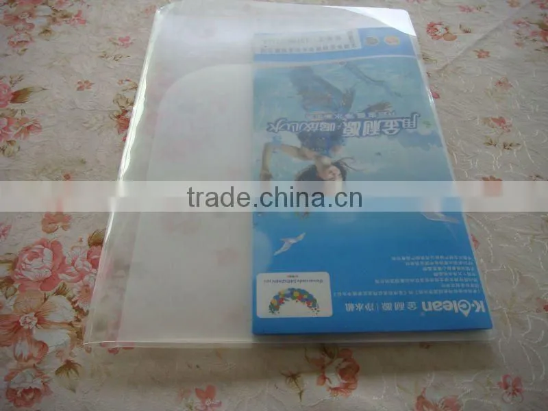 Clear plastic folder with paper inside