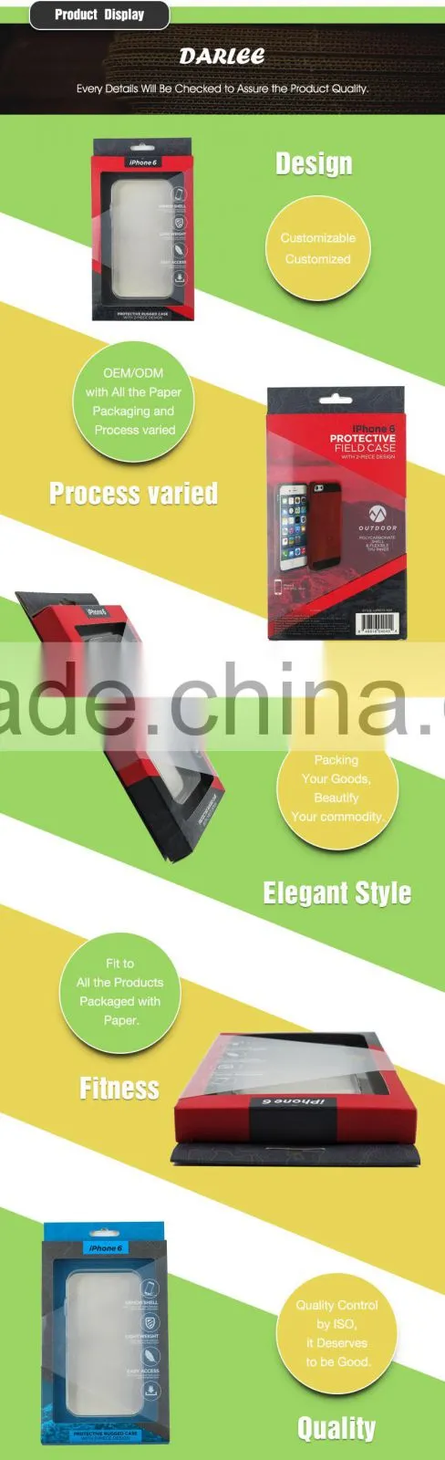 2016 new products colorful clear window custom logo recyclable cartridge boxes for iphone case