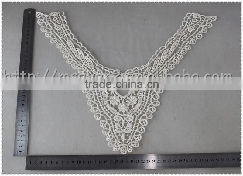 2016 new embroidered designs collar, machine made lace collars, off white cotton lace collar