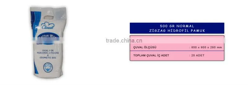 Turkish Normal Or Perforated (Precut) Zig Zag Cotton Wool 50 gram 100 gram Cotton Wool 250gram 500 gram 1000 Gram Made in Turkey