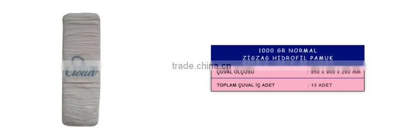 Turkish Normal Or Perforated (Precut) Zig Zag Cotton Wool 50 gram 100 gram Cotton Wool 250gram 500 gram 1000 Gram Made in Turkey