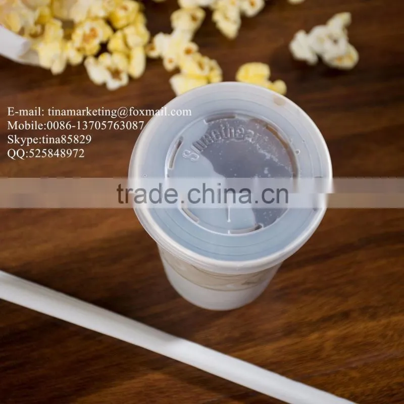 Custom High-Quality Polystyrene Translucent Flat Plastic Lid with Straw Slot for Paper Cup