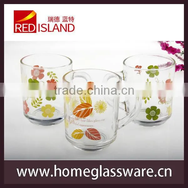 glass manufactory supply hot sale print glass milk mug