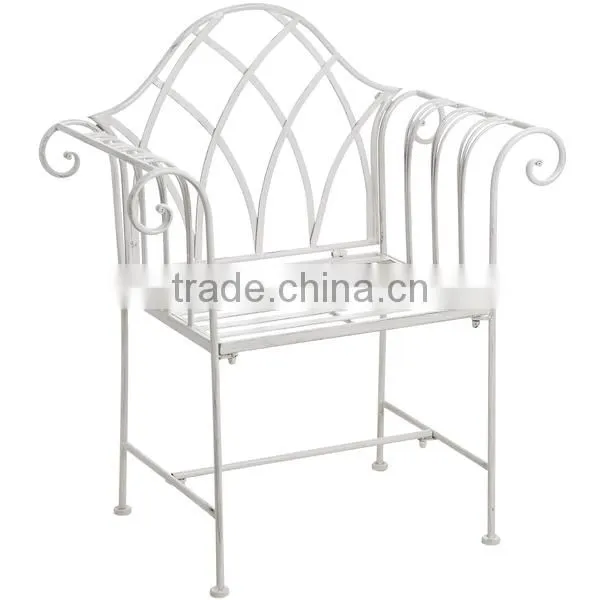 Iron Garden Seat in Antique White