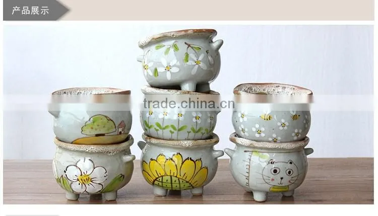 Attractive hand-painted cartoon ceramic flower pot