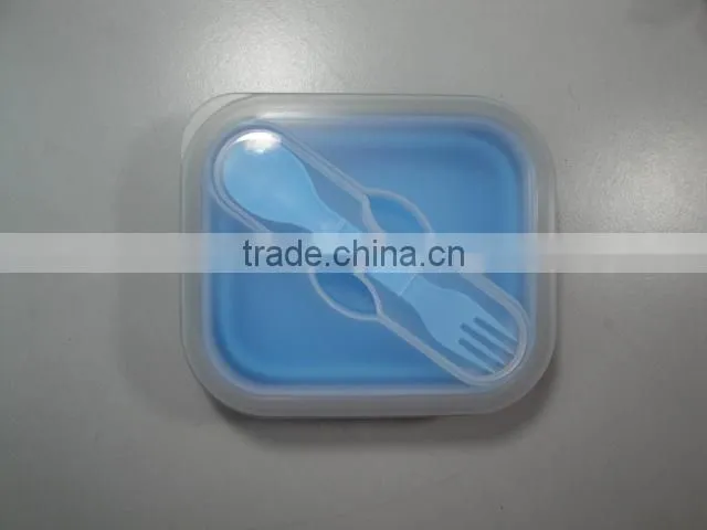 2015 wholsale 2 compartment silicone collapsible lunch box,silicone lunch container