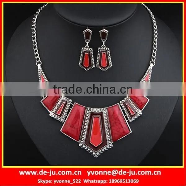 Green Square Stone Cheap Necklace And Earring Sets