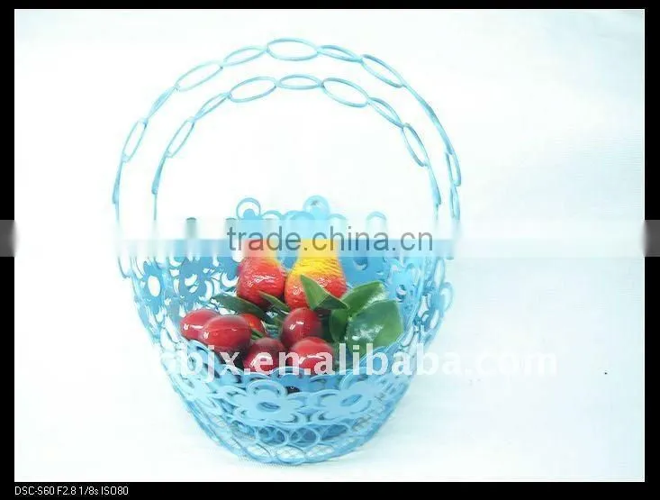 Blue round wire storage metal hanging baskets