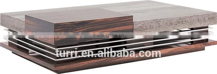 Modern Travertine design marble top wooden flower stand