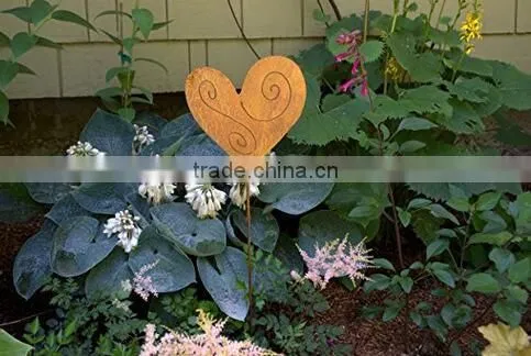 wholesale metal yard art Open Star hand heart Decorative wrought iron garden stake outdoor decoration