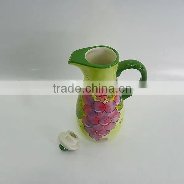 Novel design handpainted ceramic oil vinegar bottle