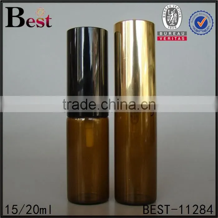 Shanghai Best 20ml perfume spray bottle amber color perfume spray bottle round shape glass spray perfume bottle 20ml