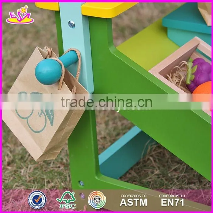 2017 New design funny fruit play set wooden kids supermarket W10A060