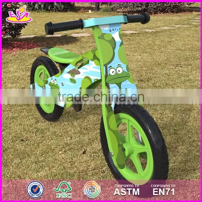 2017 New design original work cartoon wooden balance bike without pedals for toddlers W16C175