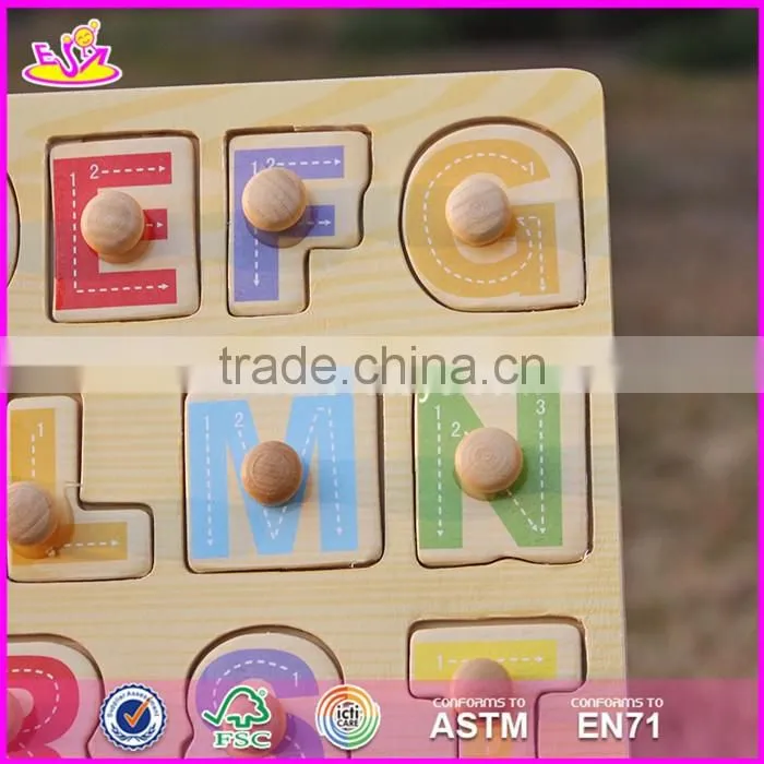 2017 Top fashion educational toddlers wooden alphabet puzzle W14M101